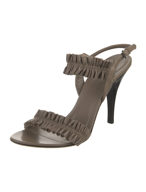 Burberry Leather Ruffle Embellishment Slingback Sandals