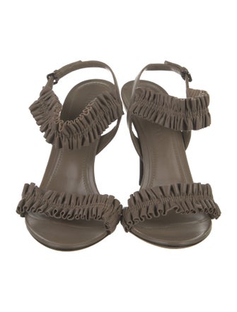 Burberry Leather Ruffle Embellishment Slingback Sandals