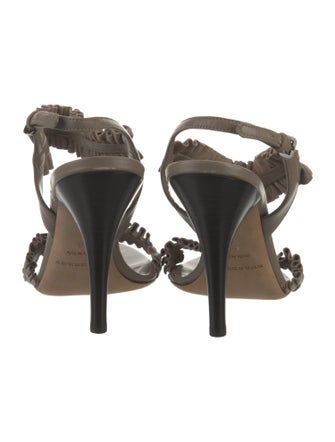 Burberry Leather Ruffle Embellishment Slingback Sandals