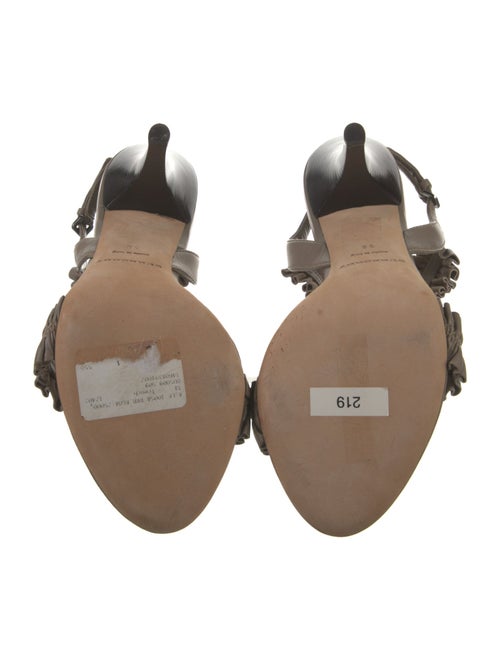 Burberry Leather Ruffle Embellishment Slingback Sandals