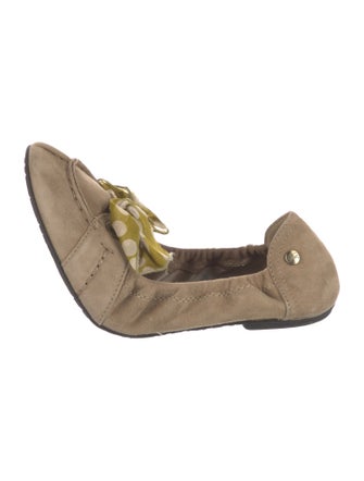 Burberry Suede Bow Accents Ballet Flats