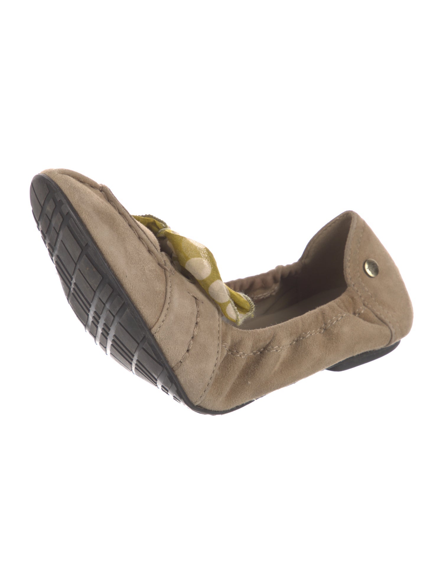 Burberry Suede Bow Accents Ballet Flats