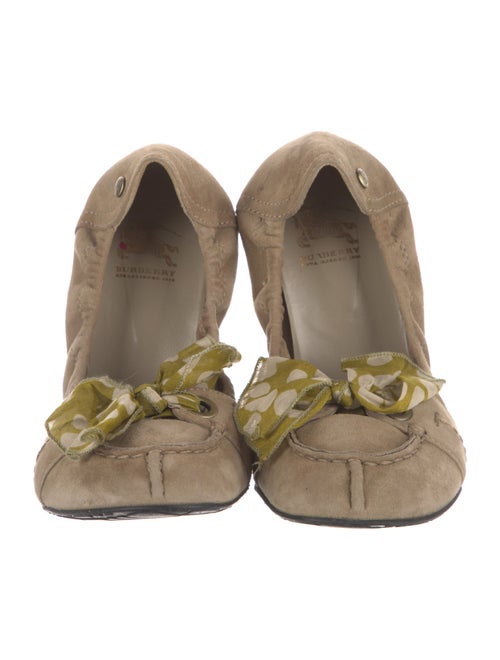 Burberry Suede Bow Accents Ballet Flats