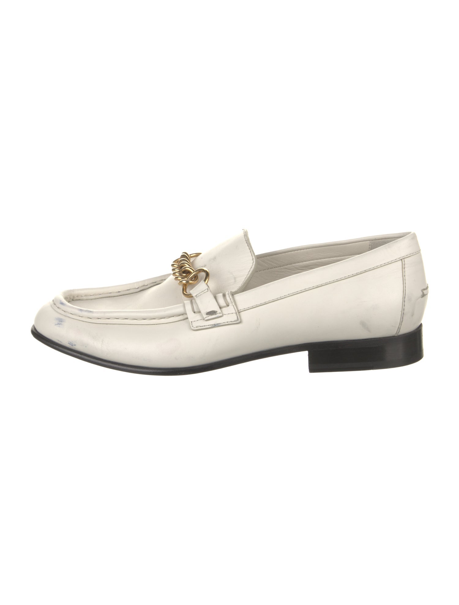 Burberry Leather Chain-Link Accents Loafers