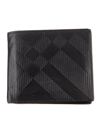 Burberry Nova Check Pattern Leather Bifold Wallet