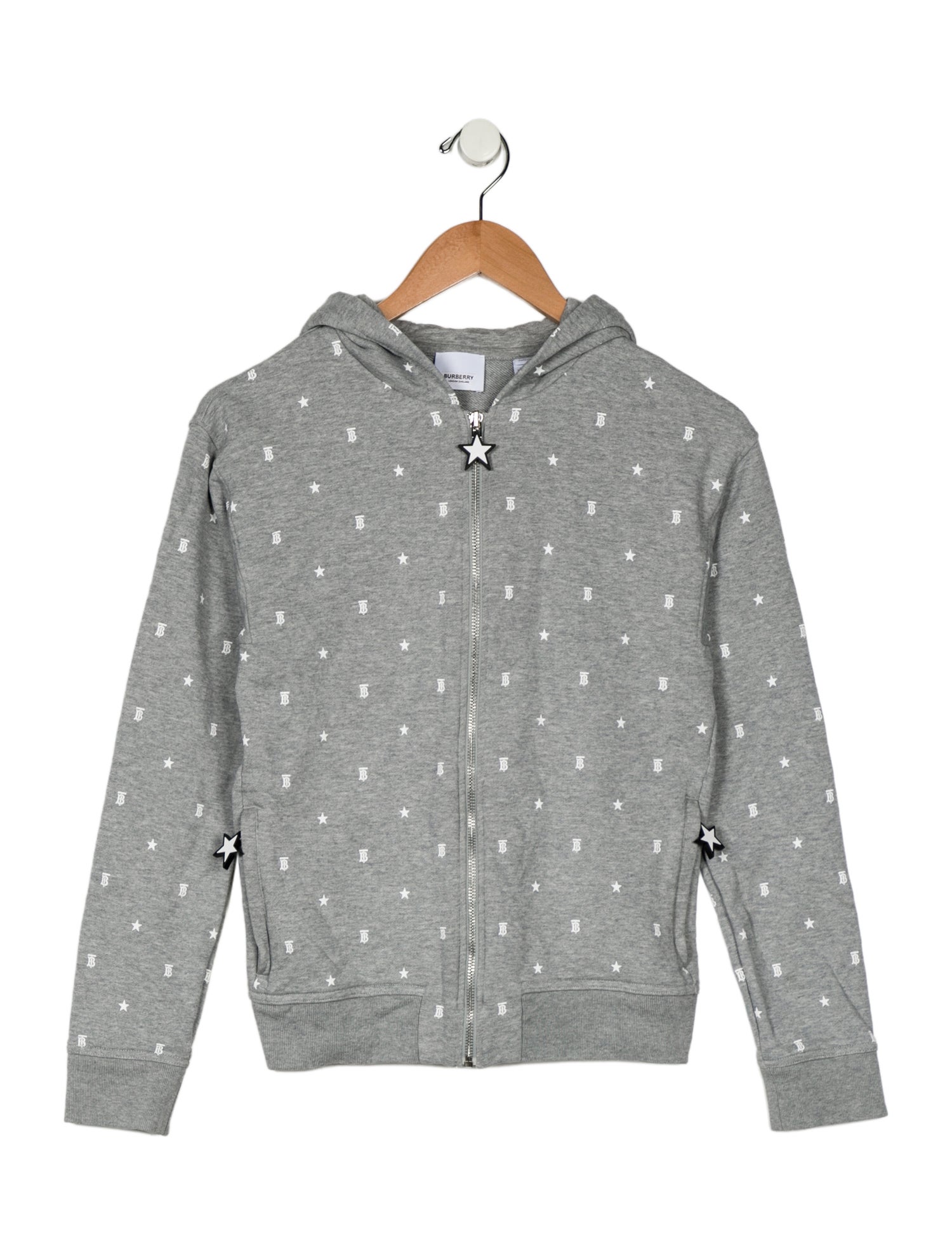 Burberry Girls' Patterned Zip Long Sleeve Hooded Jacket