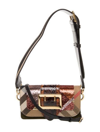Burberry Super Nova Check House Check and snakeskin patchwork small buckle bag.