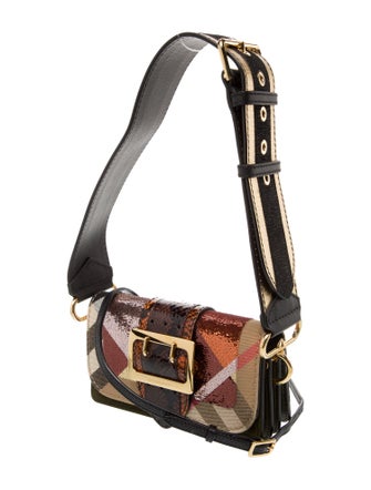 Burberry Super Nova Check House Check and snakeskin patchwork small buckle bag.