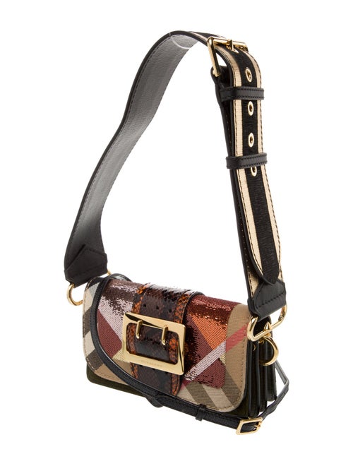 Burberry Super Nova Check House Check and snakeskin patchwork small buckle bag.