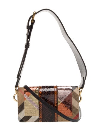 Burberry Super Nova Check House Check and snakeskin patchwork small buckle bag.