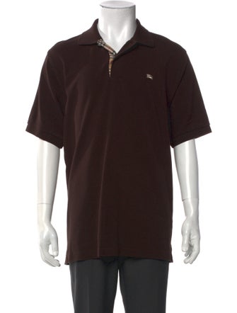 Burberry London Nova Check Pattern V-Neck Polo Shirt