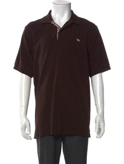 Burberry London Nova Check Pattern V-Neck Polo Shirt