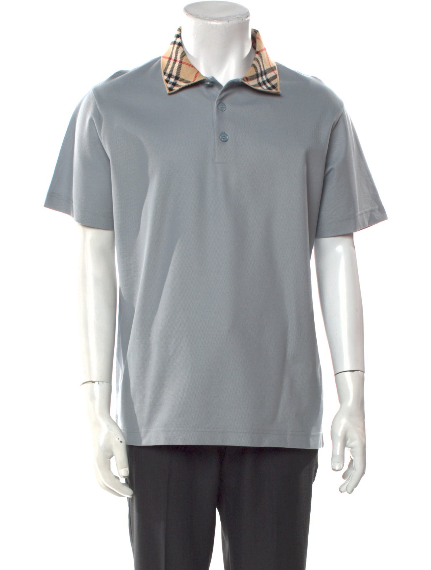 Burberry Plaid Print Crew Neck Polo Shirt w/ Tags