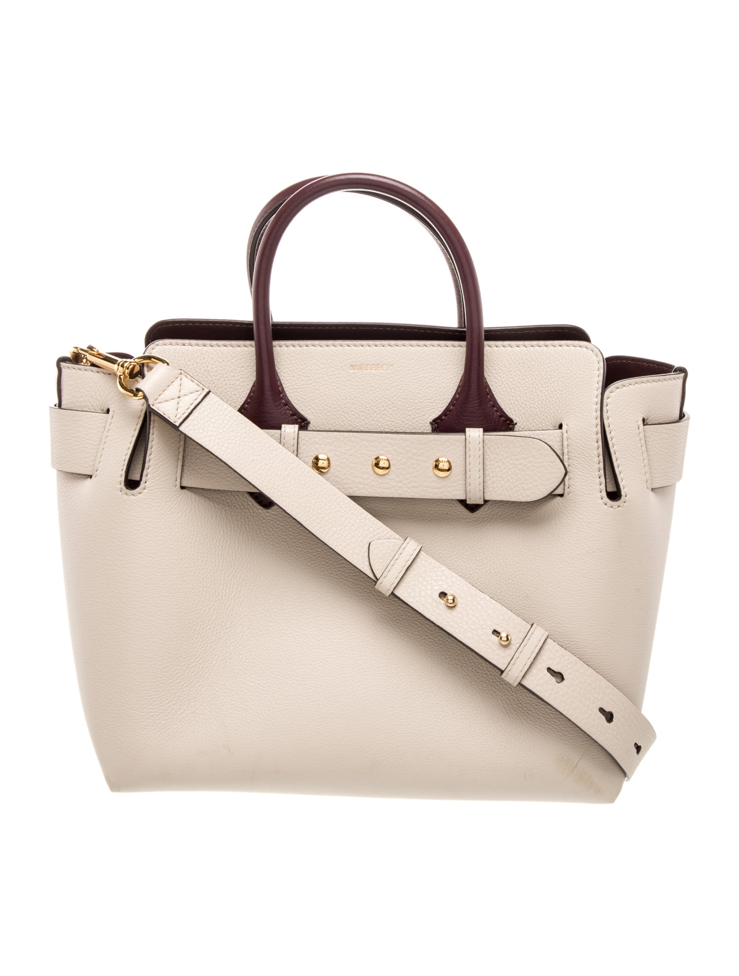 Burberry Leather Limestone/Beige Pebbled Leather Small Belt Bag.
