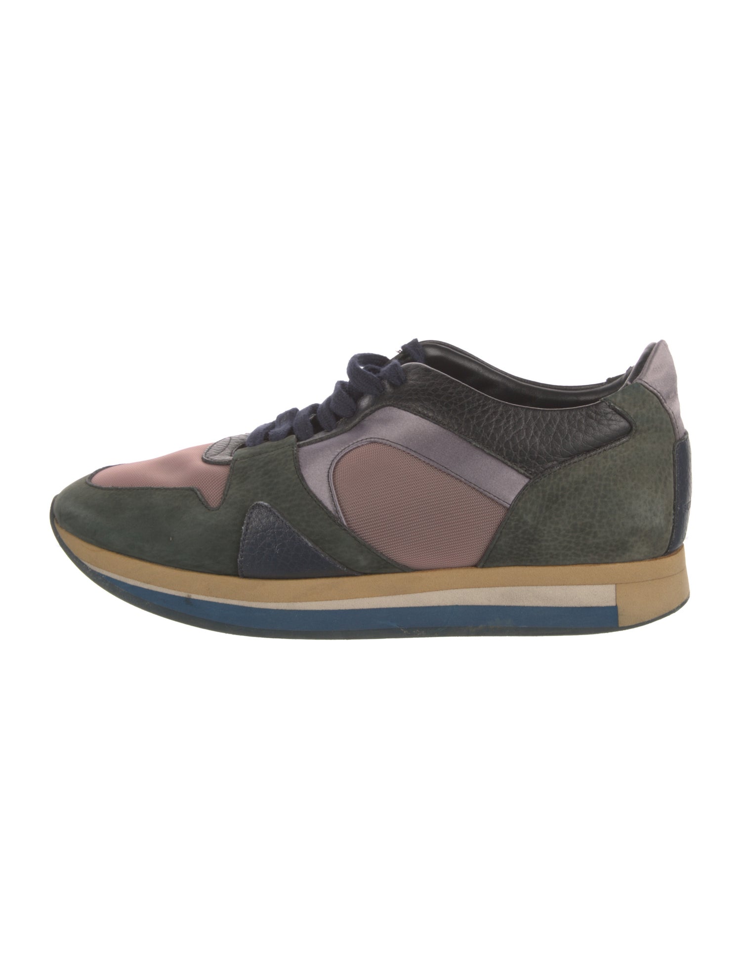 Burberry Suede Colorblock Pattern Athletic Sneakers