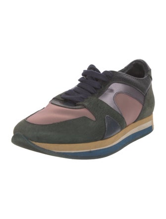 Burberry Suede Colorblock Pattern Athletic Sneakers