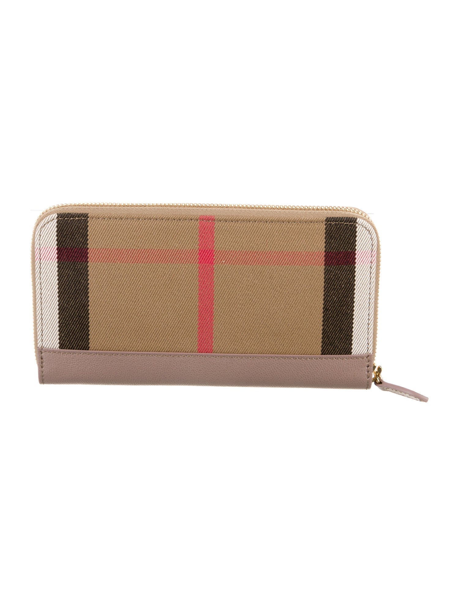 Burberry Canvas Plaid Print Continental Wallet