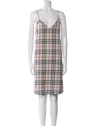 Burberry London Plaid Print Knee-Length Dress