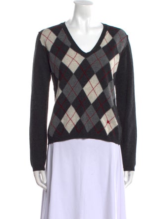 Burberry London Merino Wool Plaid Print Top