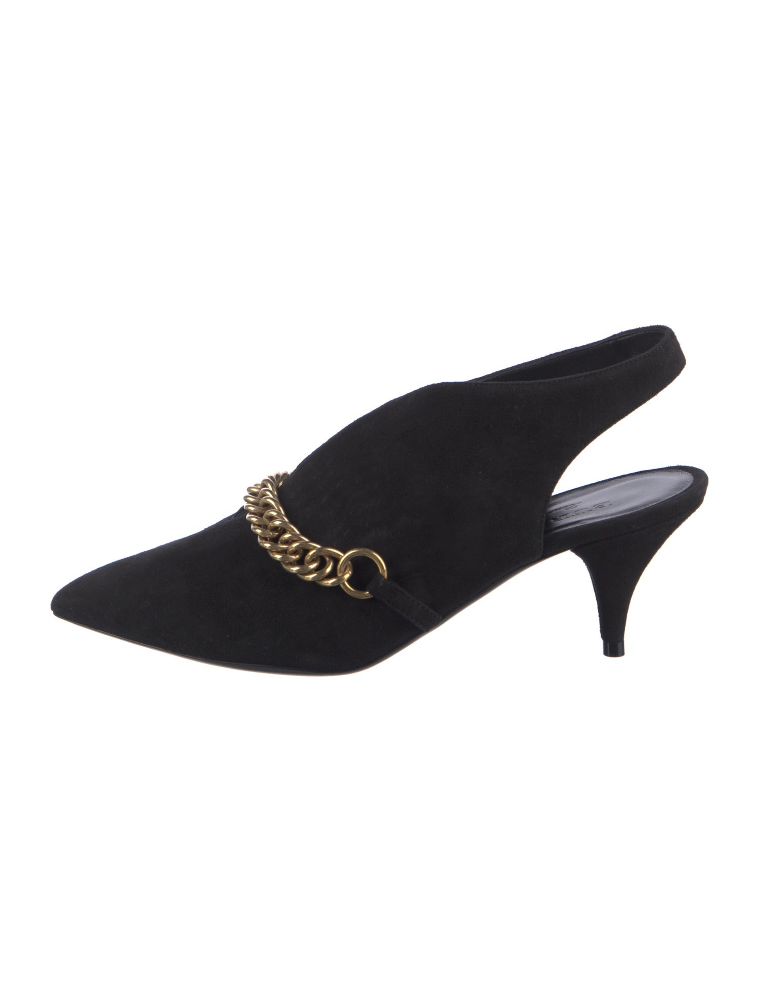 Burberry Suede Chain-Link Accents Slingback Pumps