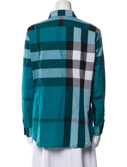 Burberry Plaid Print Long Sleeve Button-Up Top