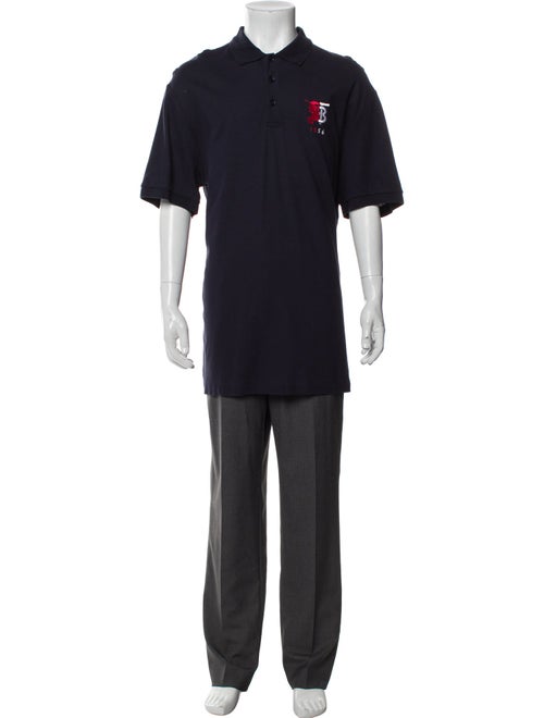 Burberry Nova Check Pattern V-Neck Polo Shirt