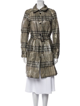 Burberry Plaid Print Trench Coat