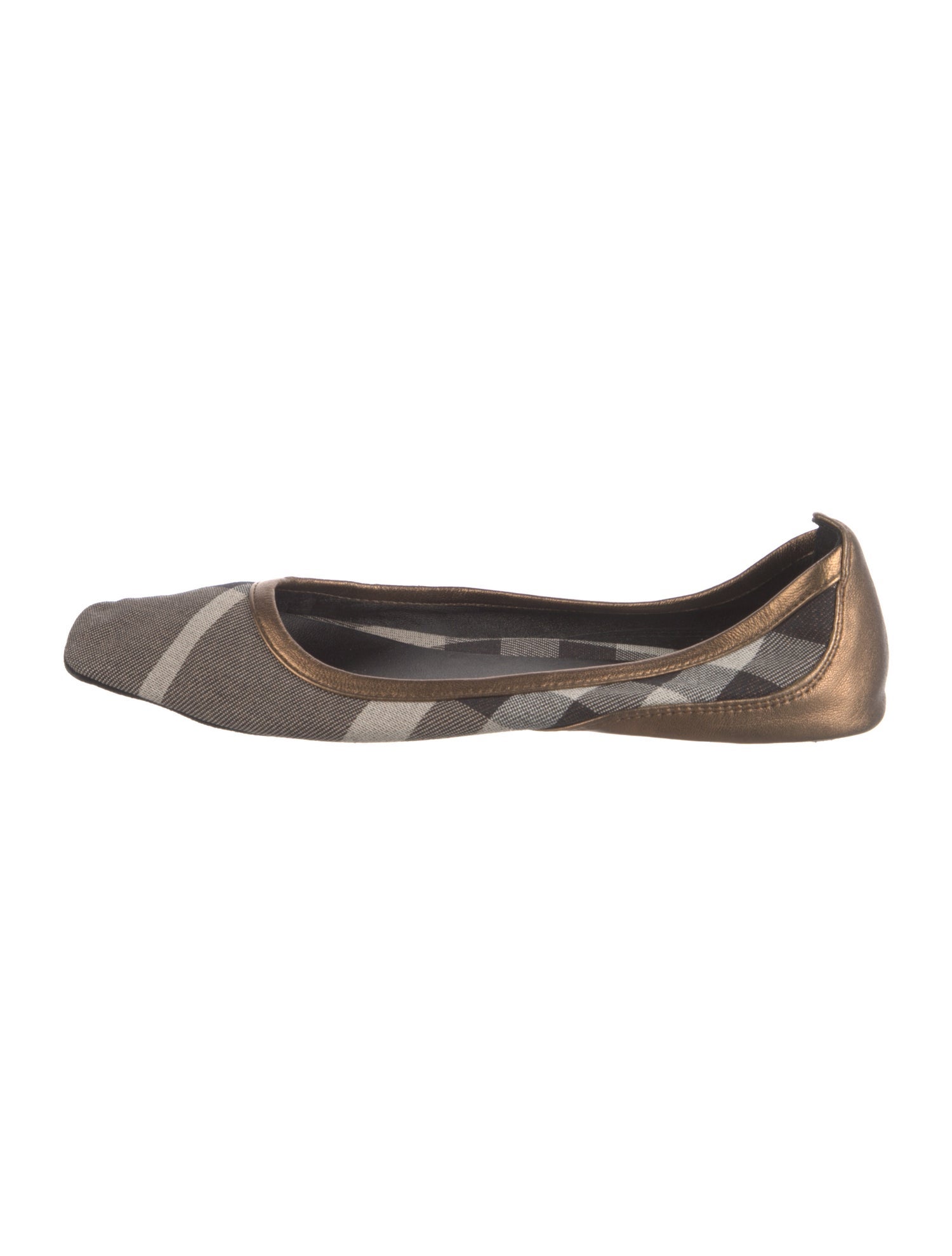Burberry Canvas Plaid Print Ballet Flats