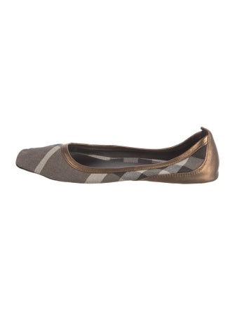 Burberry Canvas Plaid Print Ballet Flats