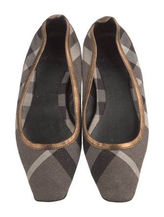 Burberry Canvas Plaid Print Ballet Flats