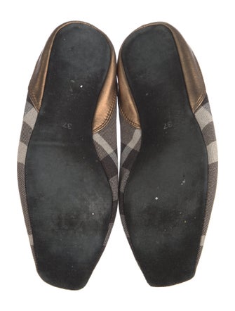Burberry Canvas Plaid Print Ballet Flats