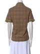 Burberry Plaid Print Short Sleeve Button-Up Top