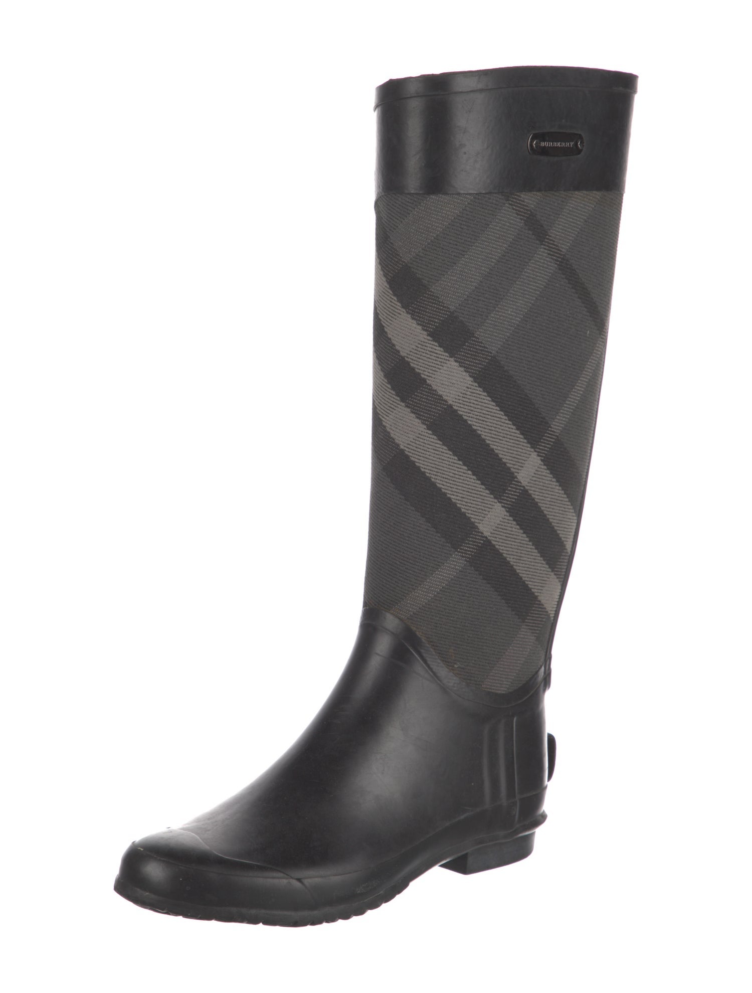 Burberry Smoked Check Pattern Rubber Rain Boots
