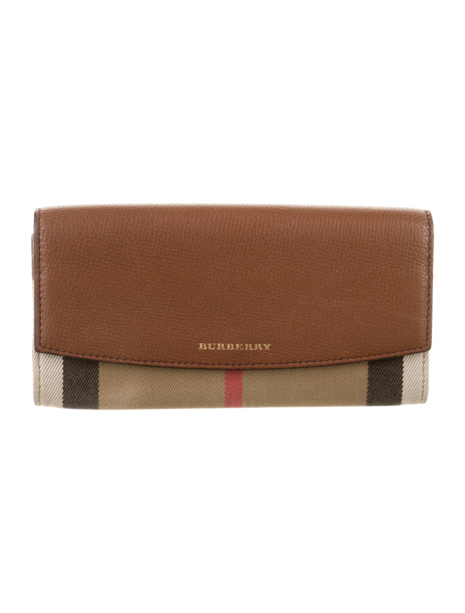 Burberry Canvas Plaid Print Continental Wallet