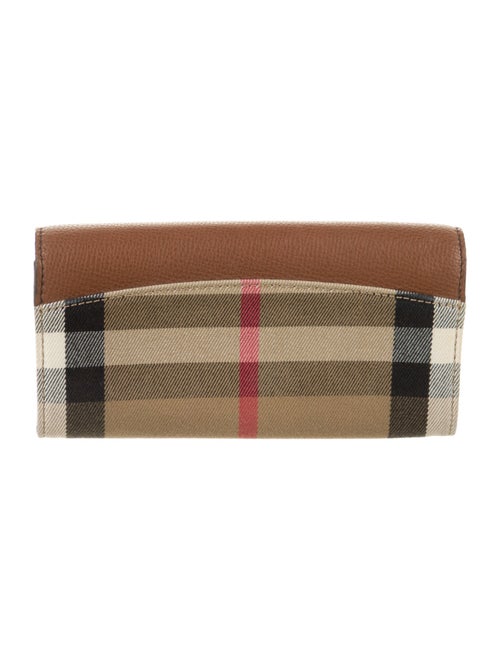 Burberry Canvas Plaid Print Continental Wallet