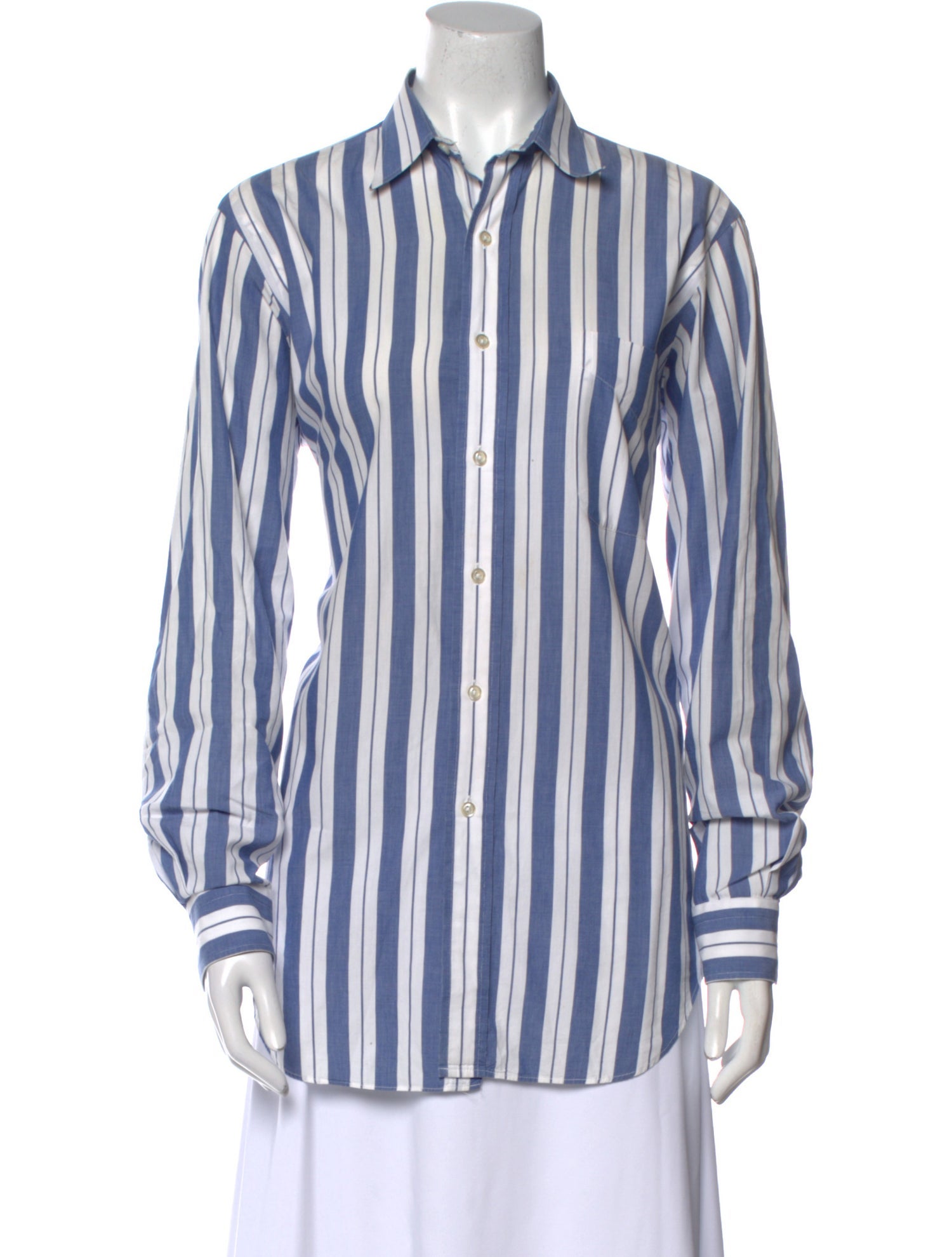 Burberry's Striped Long Sleeve Button-Up Top