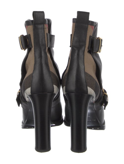 Burberry House Check Pattern Leather Moto Boots