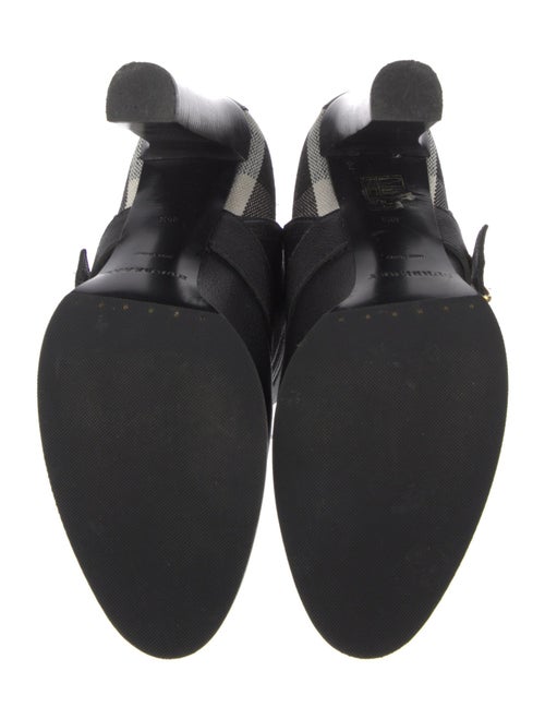 Burberry House Check Pattern Leather Moto Boots