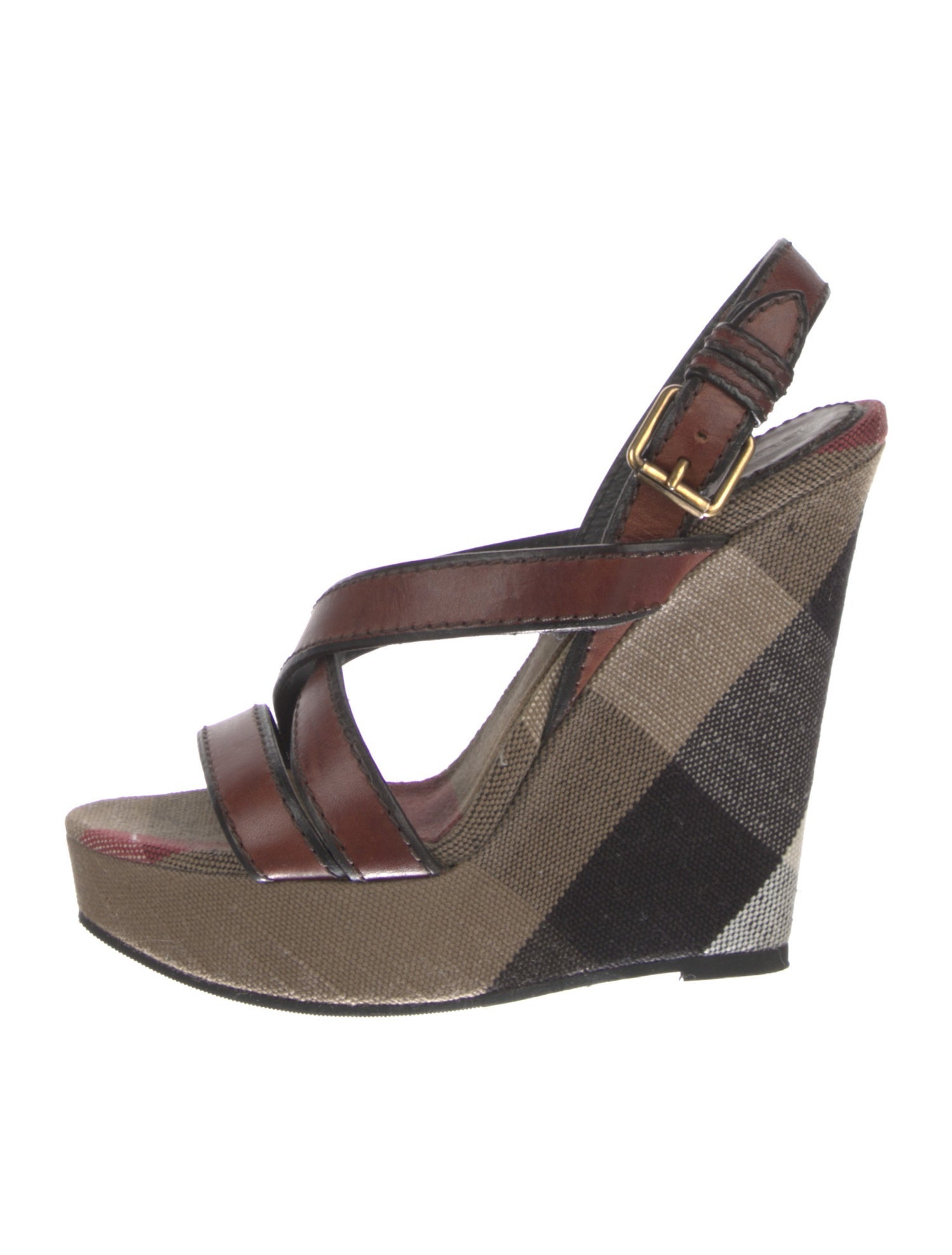 Burberry House Check Pattern Leather Sandals