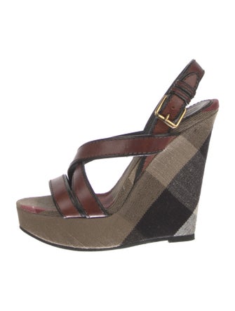 Burberry House Check Pattern Leather Sandals