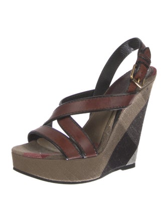 Burberry House Check Pattern Leather Sandals