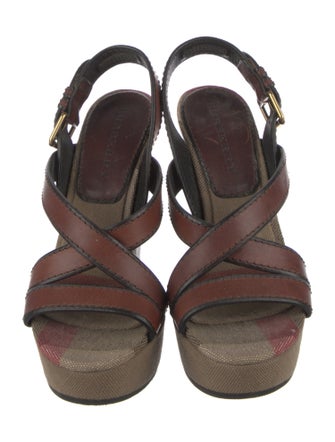 Burberry House Check Pattern Leather Sandals