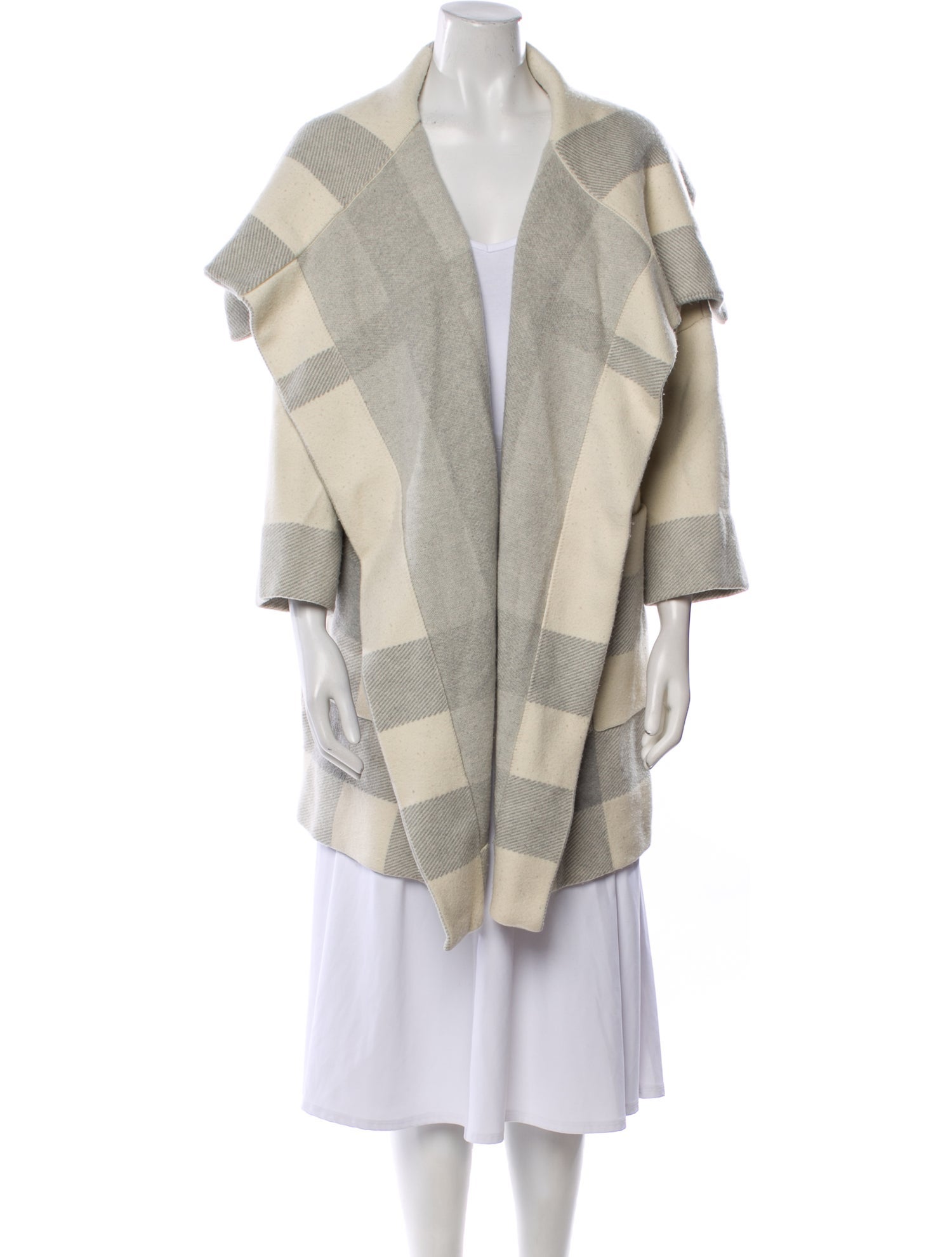 Burberry Wool Plaid Print Coat