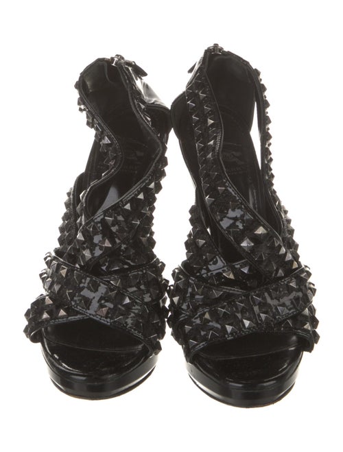 Burberry Spike Accents Patent Leather Sandals