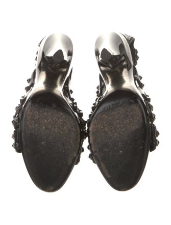 Burberry Spike Accents Patent Leather Sandals