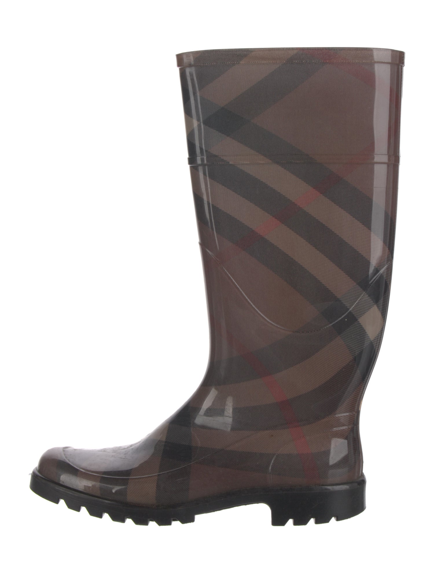 Burberry Nova Check Pattern Rubber Rain Boots