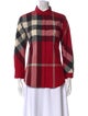 Burberry Plaid Print Three-Quarter Sleeve Button-Up Top