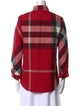 Burberry Plaid Print Three-Quarter Sleeve Button-Up Top