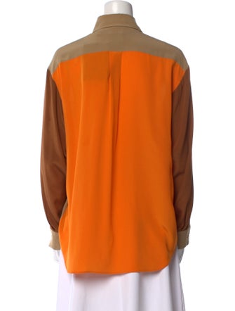 Burberry Silk Long Sleeve Button-Up Top