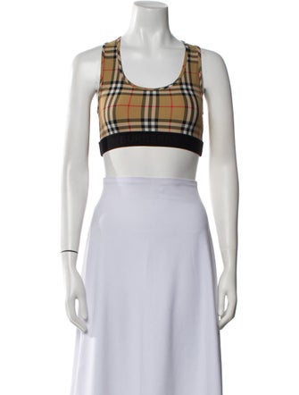 Burberry Nylon Plaid Print Crop Top